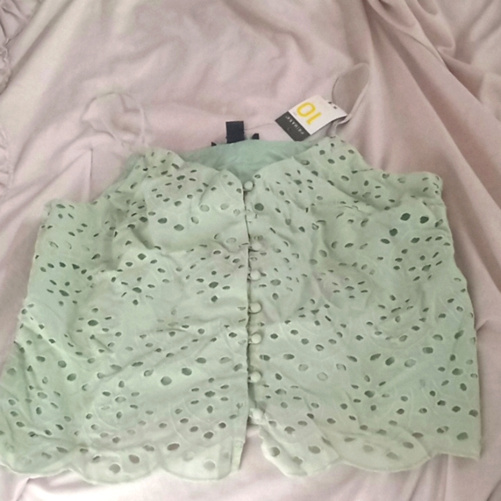 Primark size 10 light Green Eyelet Top